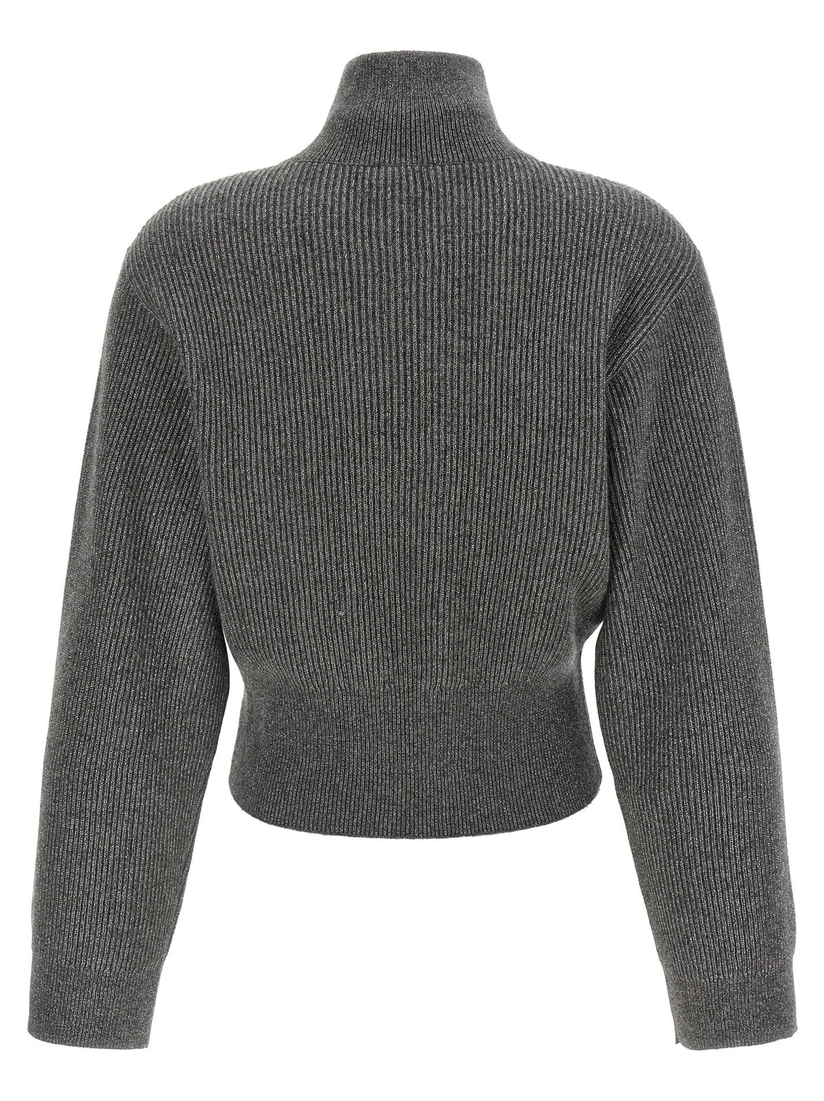 Brunello Cucinelli Ribbed Cardigan Grey, view 2
