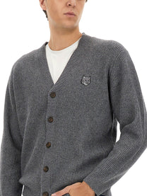 Maison Kitsuné Men's Ribbed Cardigan Grey