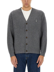 Maison Kitsuné Men's Ribbed Cardigan Grey