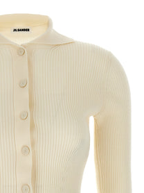 Jil Sander Ribbed Cardigan White