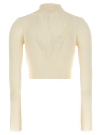 Jil Sander Ribbed Cardigan White