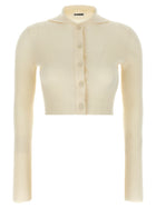 Jil Sander Ribbed Cardigan White
