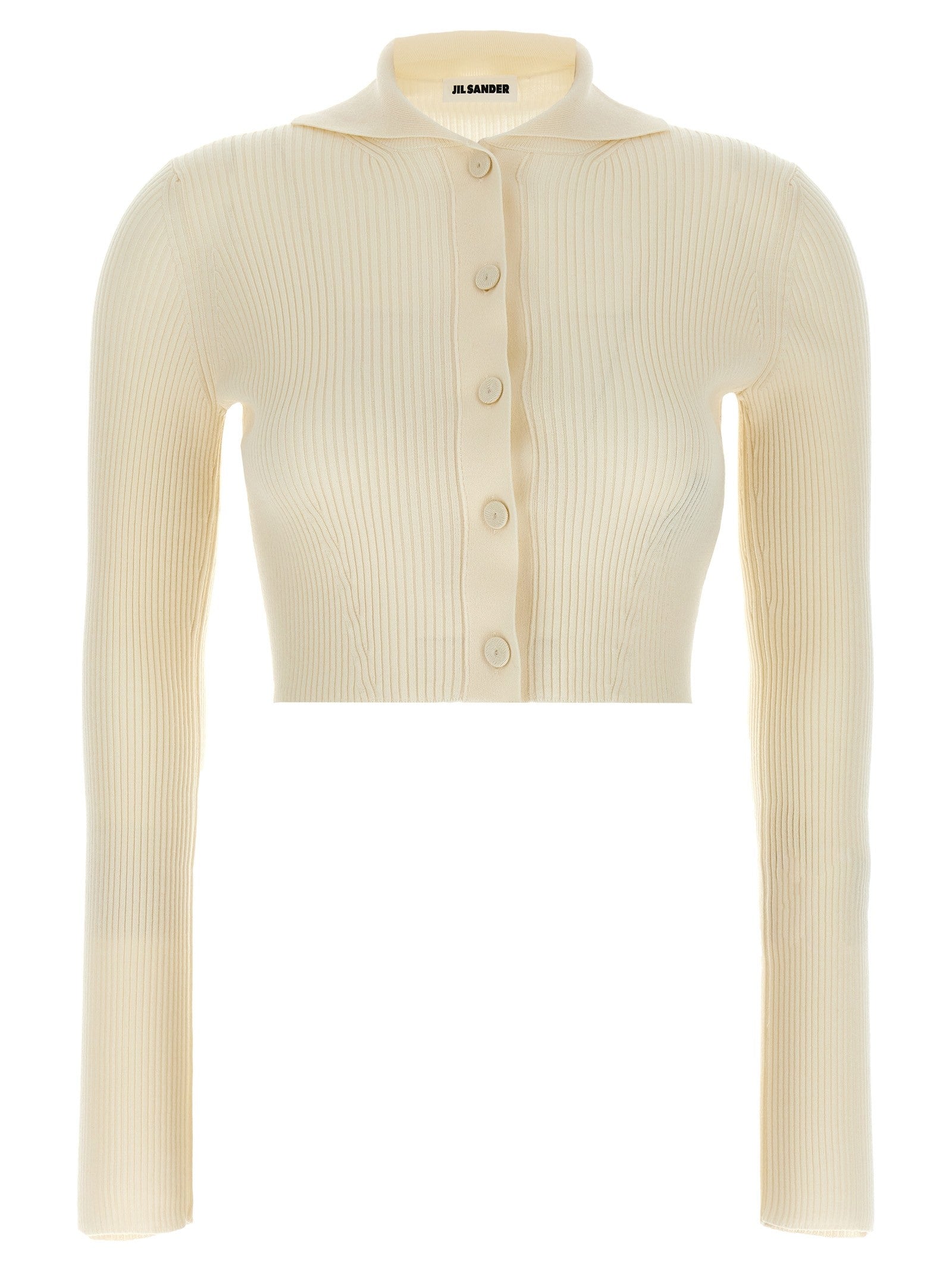 Jil Sander Ribbed Cardigan White