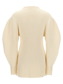 Jil Sander Ribbed Cardigan White