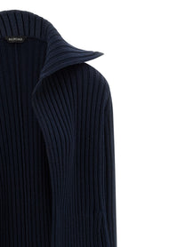 Balenciaga Ribbed Cardigan Blue
