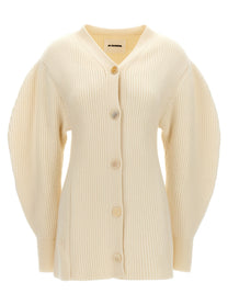 Jil Sander Ribbed Cardigan White