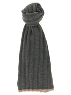 Brunello Cucinelli Ribbed Cashmere Knit Scarf Grey