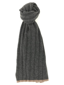 Brunello Cucinelli Ribbed Cashmere Knit Scarf Grey