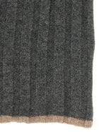Brunello Cucinelli Ribbed Cashmere Knit Scarf Grey, view 2