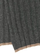 Brunello Cucinelli Ribbed Cashmere Knit Scarf Grey, view 3