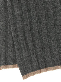 Brunello Cucinelli Ribbed Cashmere Knit Scarf Grey