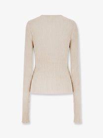 Nude Lucy Women's Ribbed Cotton Blend Sweater White