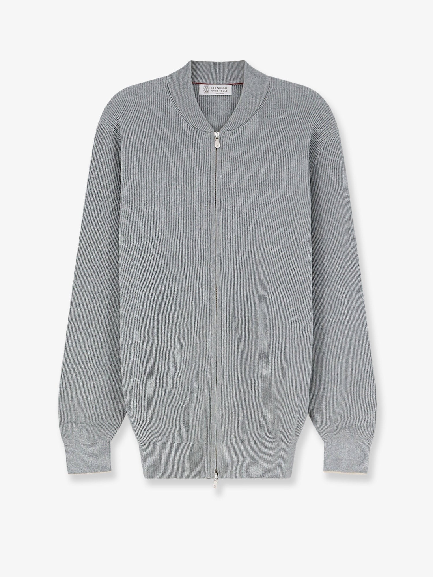 Brunello Cucinelli Men's Ribbed Cotton Cardigan Grey