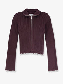 MM6 Maison Margiela Women's Ribbed Cotton Cardigan Ciocolat