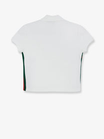Gucci Women's Ribbed Cotton Jersey Polo Shirt White