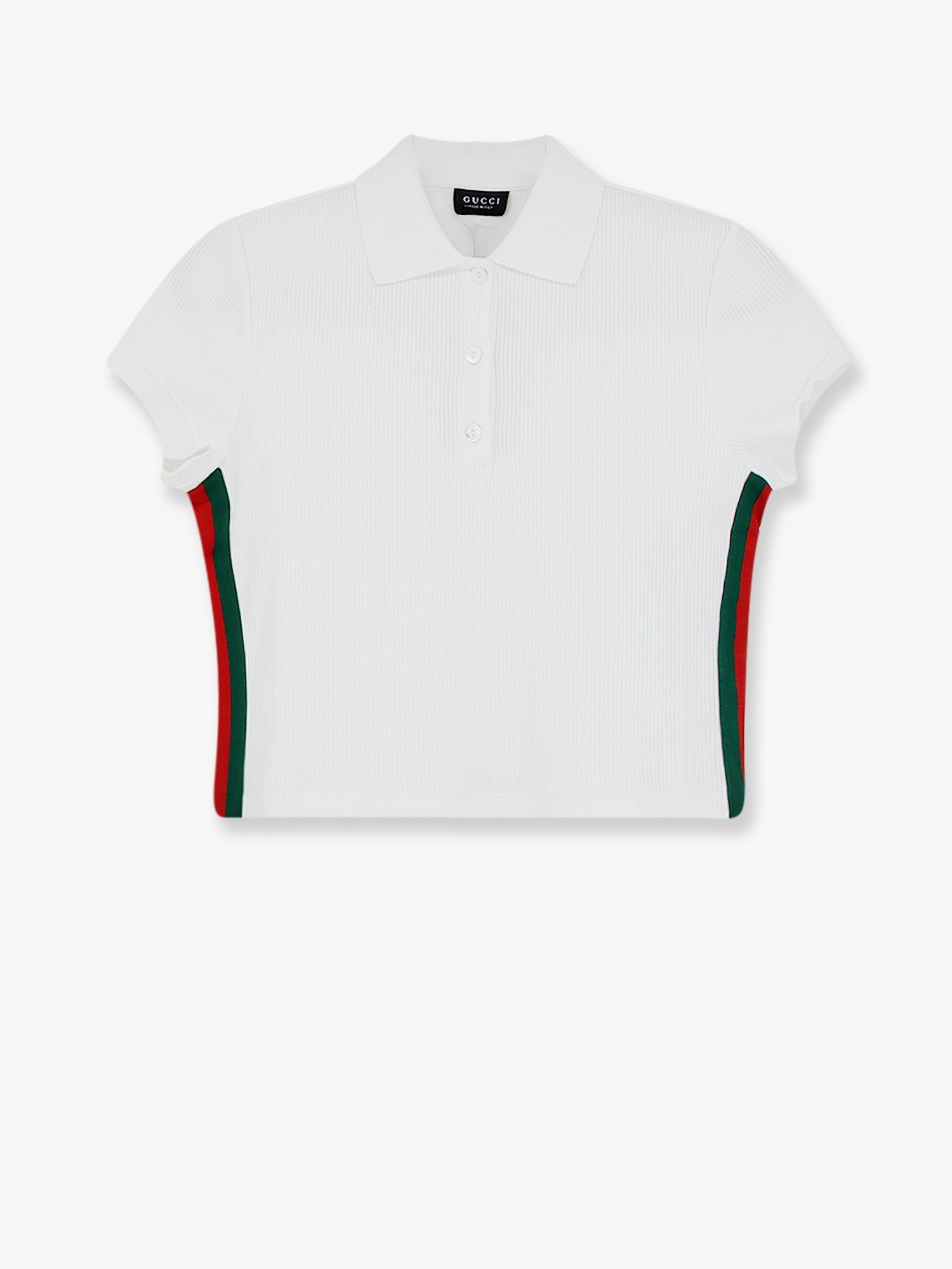 Gucci Women's Ribbed Cotton Jersey Polo Shirt White