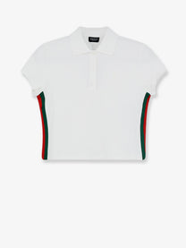 Gucci Women's Ribbed Cotton Jersey Polo Shirt White