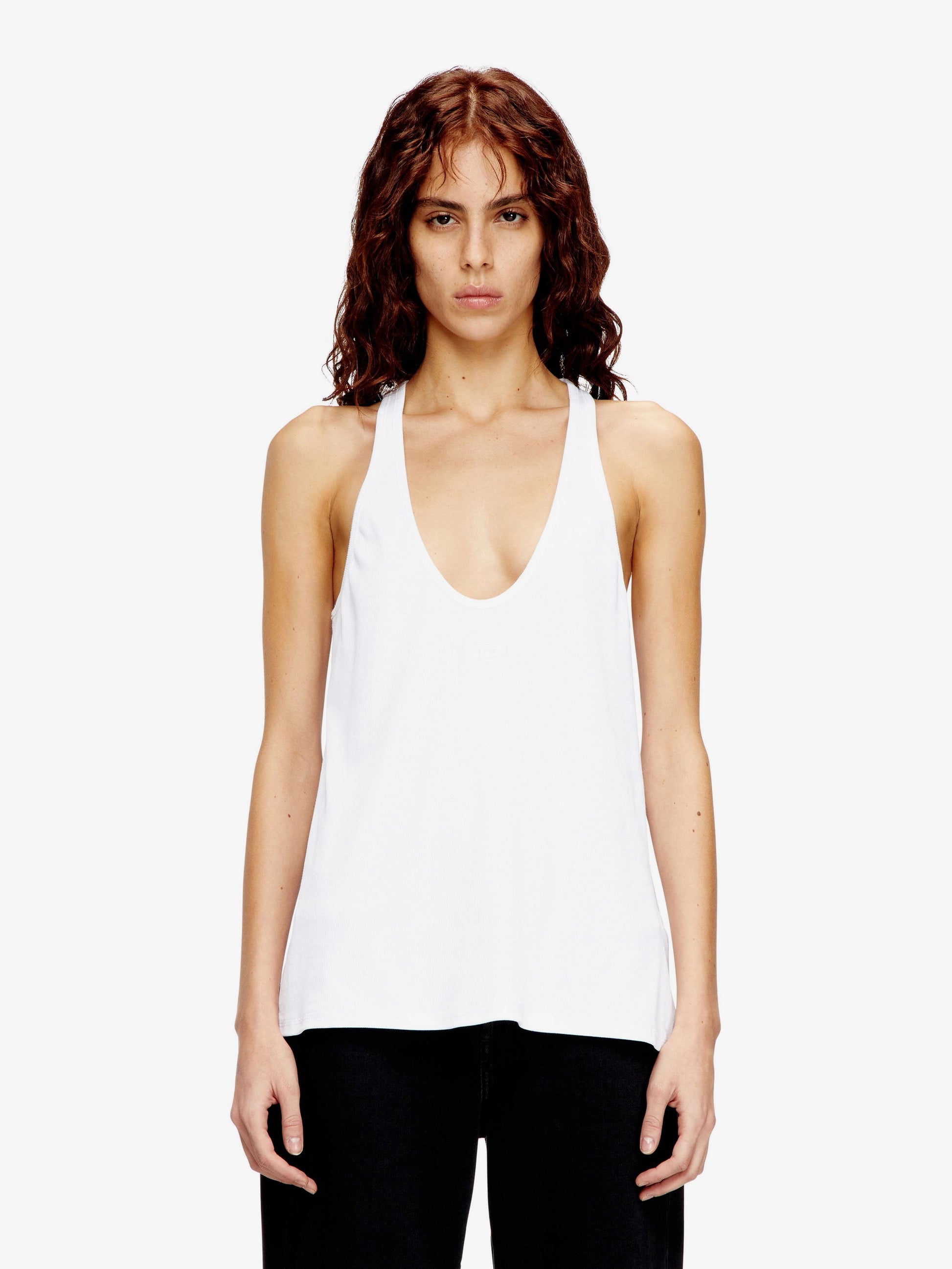 Diesel Women's Ribbed Cotton Tank Top White