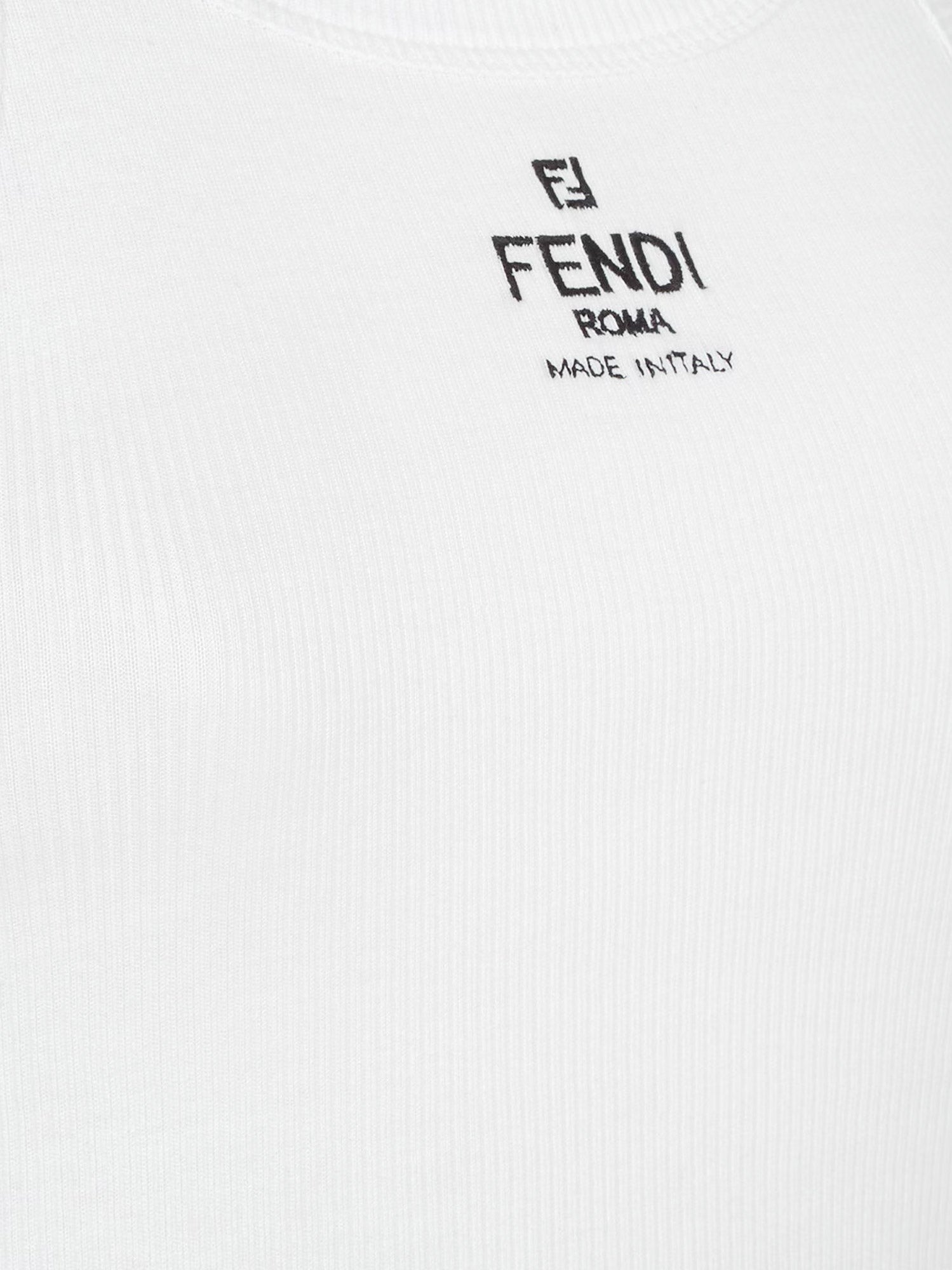 Fendi Women's Ribbed Cotton Tank Top White