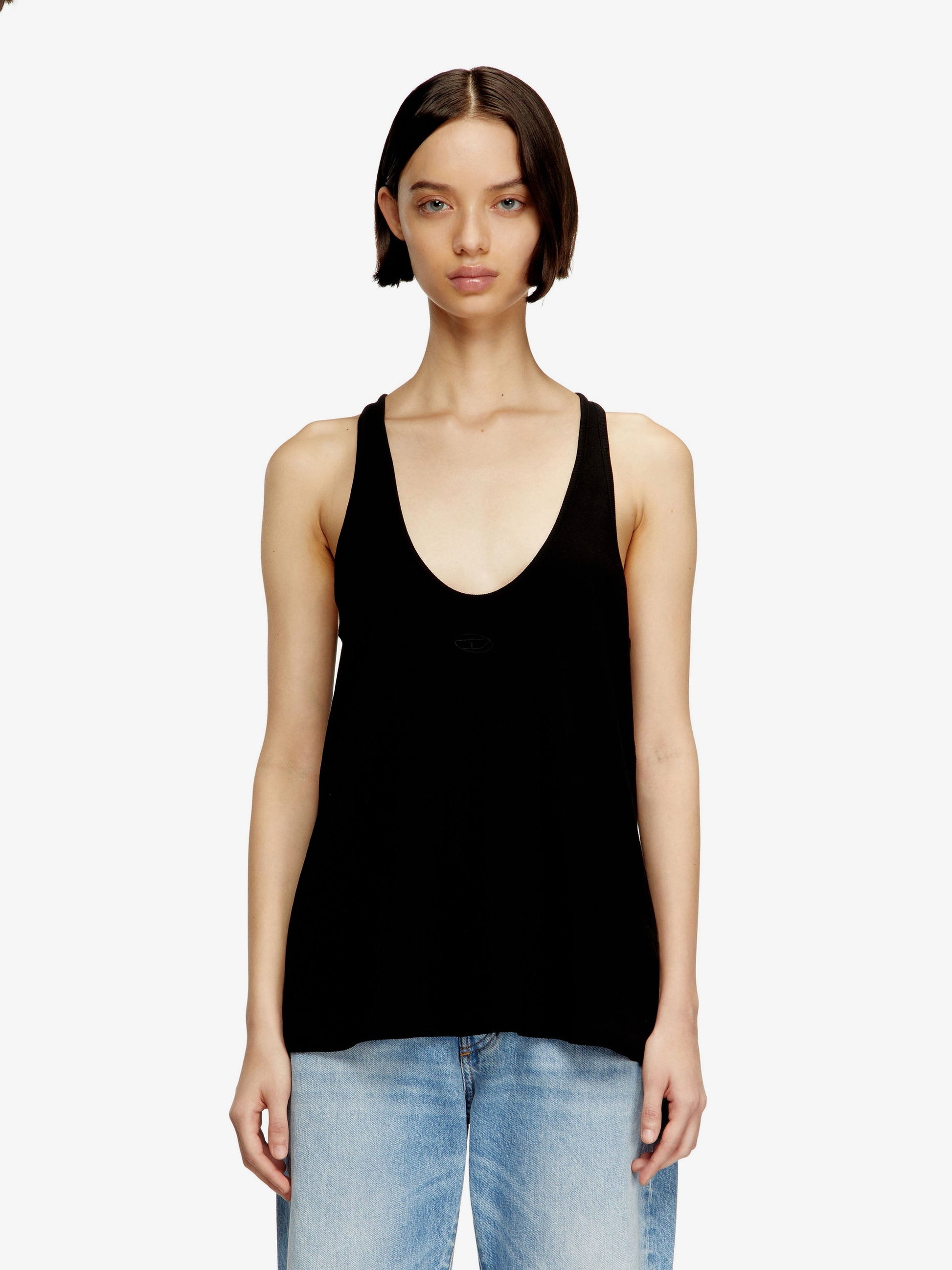 Diesel Women's Ribbed Cotton Tank Top Black