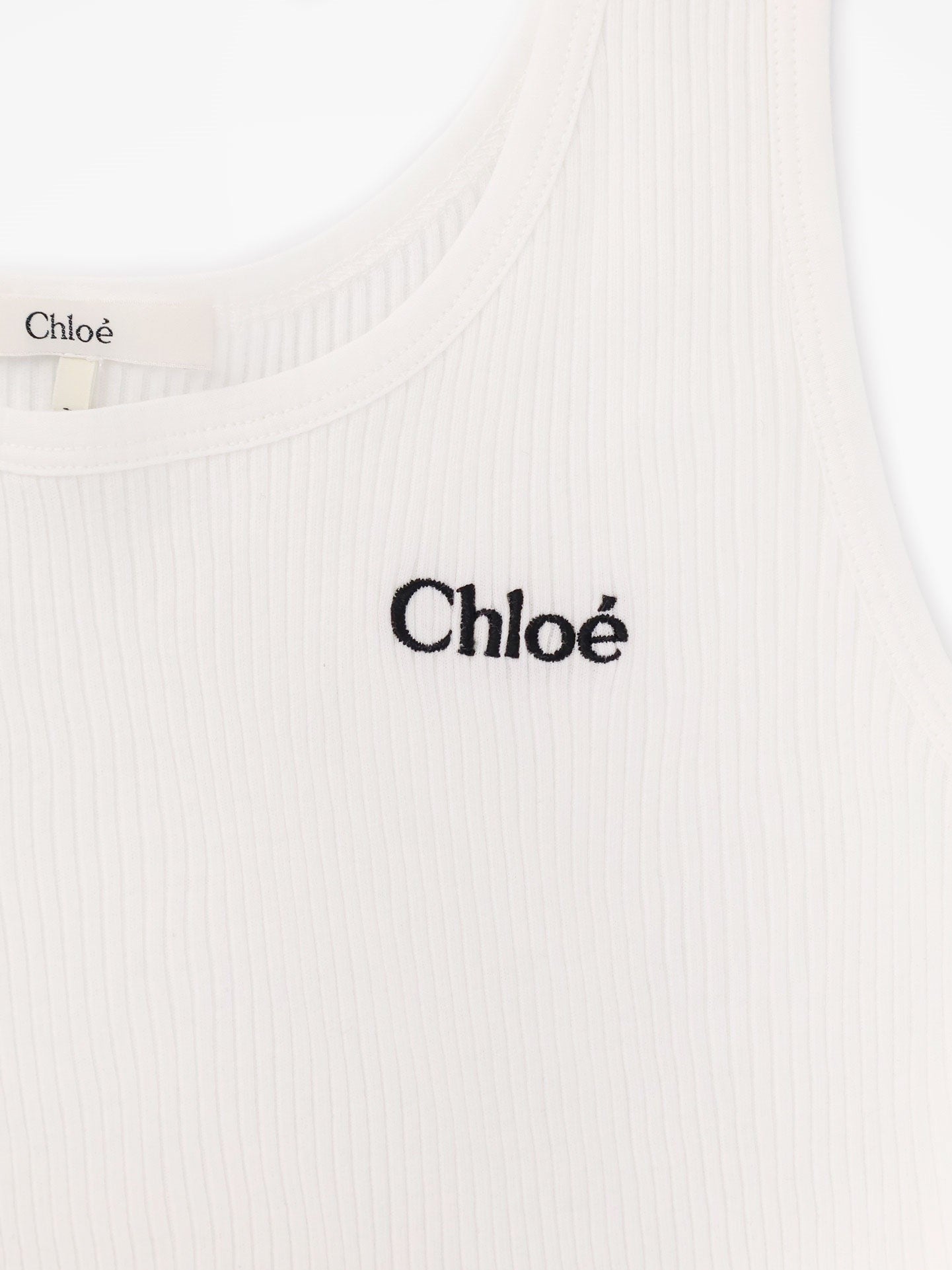 Chloé Women's Ribbed Cotton Tank Top White