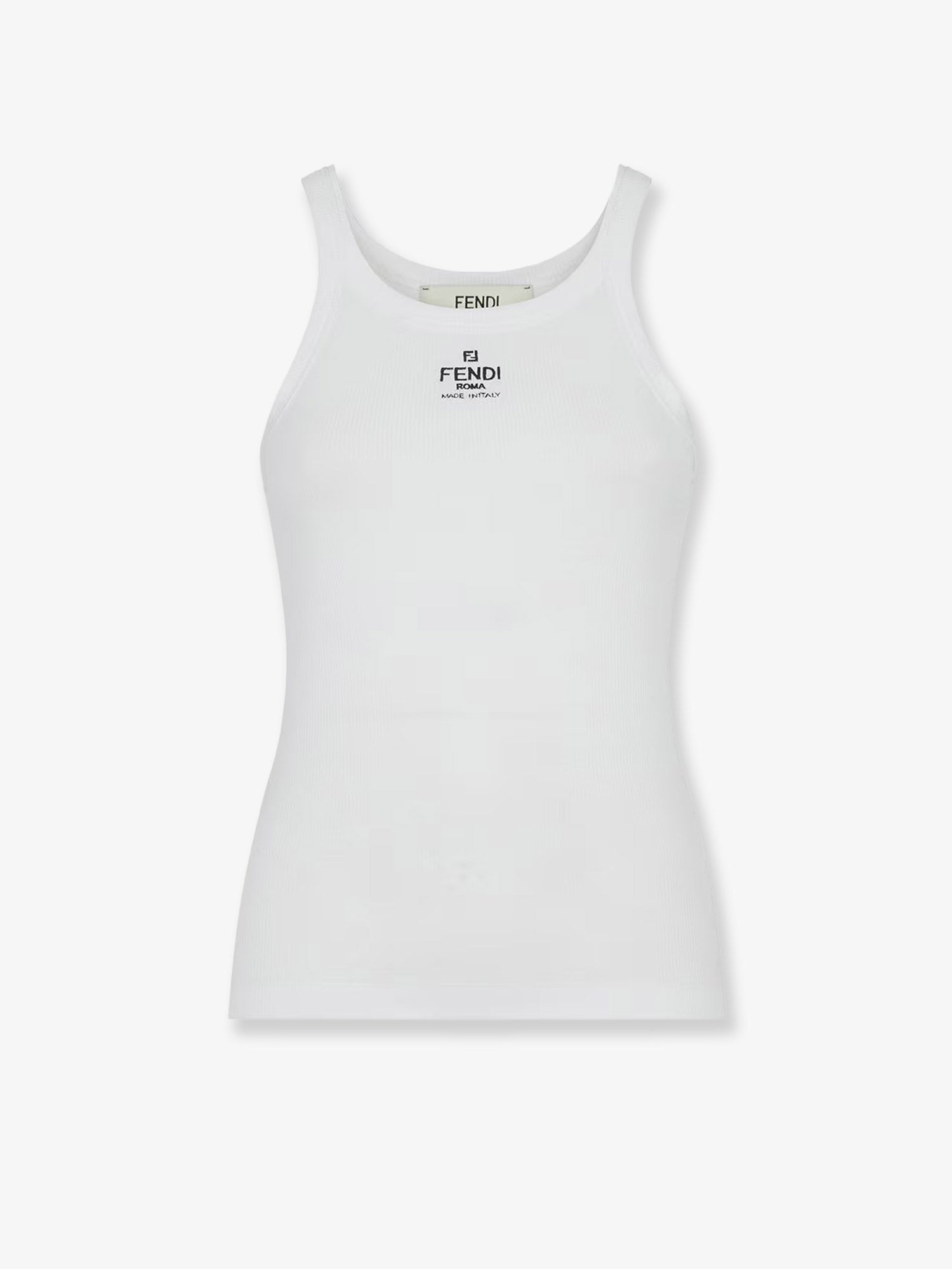 Fendi Women's Ribbed Cotton Tank Top White