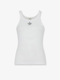 Fendi Women's Ribbed Cotton Tank Top White