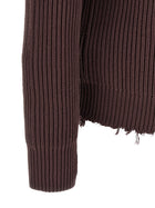 MM6 Maison Margiela Ribbed Cotton Turtleneck Sweater Brown, view 4
