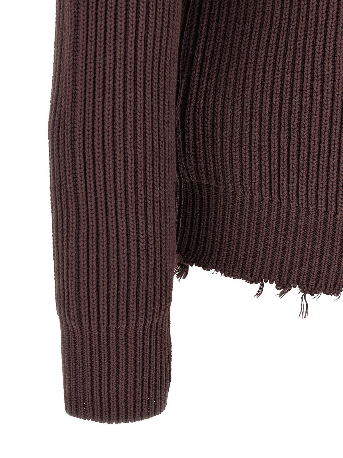 MM6 Maison Margiela Ribbed Cotton Turtleneck Sweater Brown, view 4