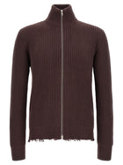 MM6 Maison Margiela Ribbed Cotton Turtleneck Sweater Brown