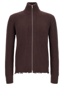 MM6 Maison Margiela Ribbed Cotton Turtleneck Sweater Brown