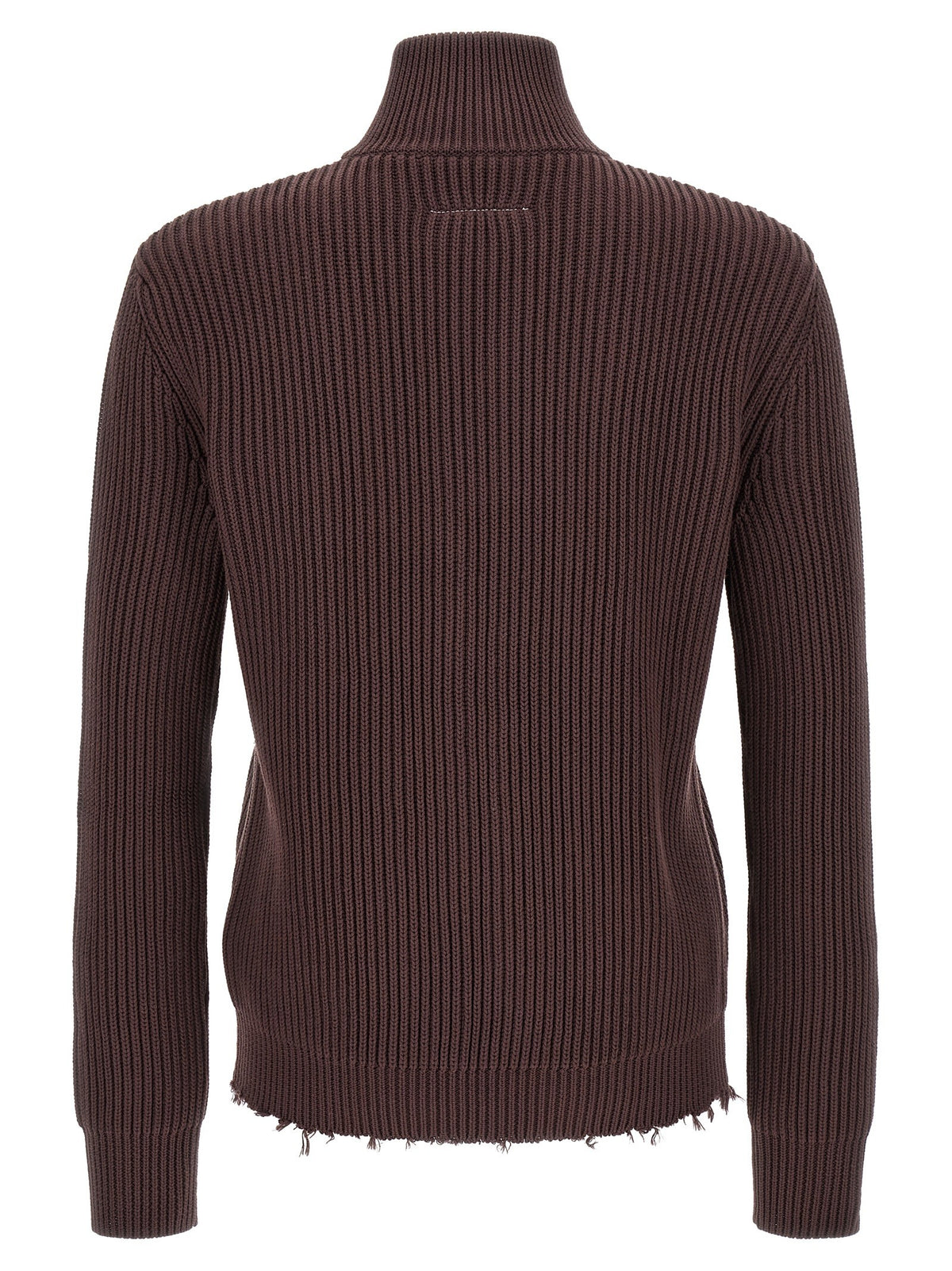 MM6 Maison Margiela Ribbed Cotton Turtleneck Sweater Brown, view 2