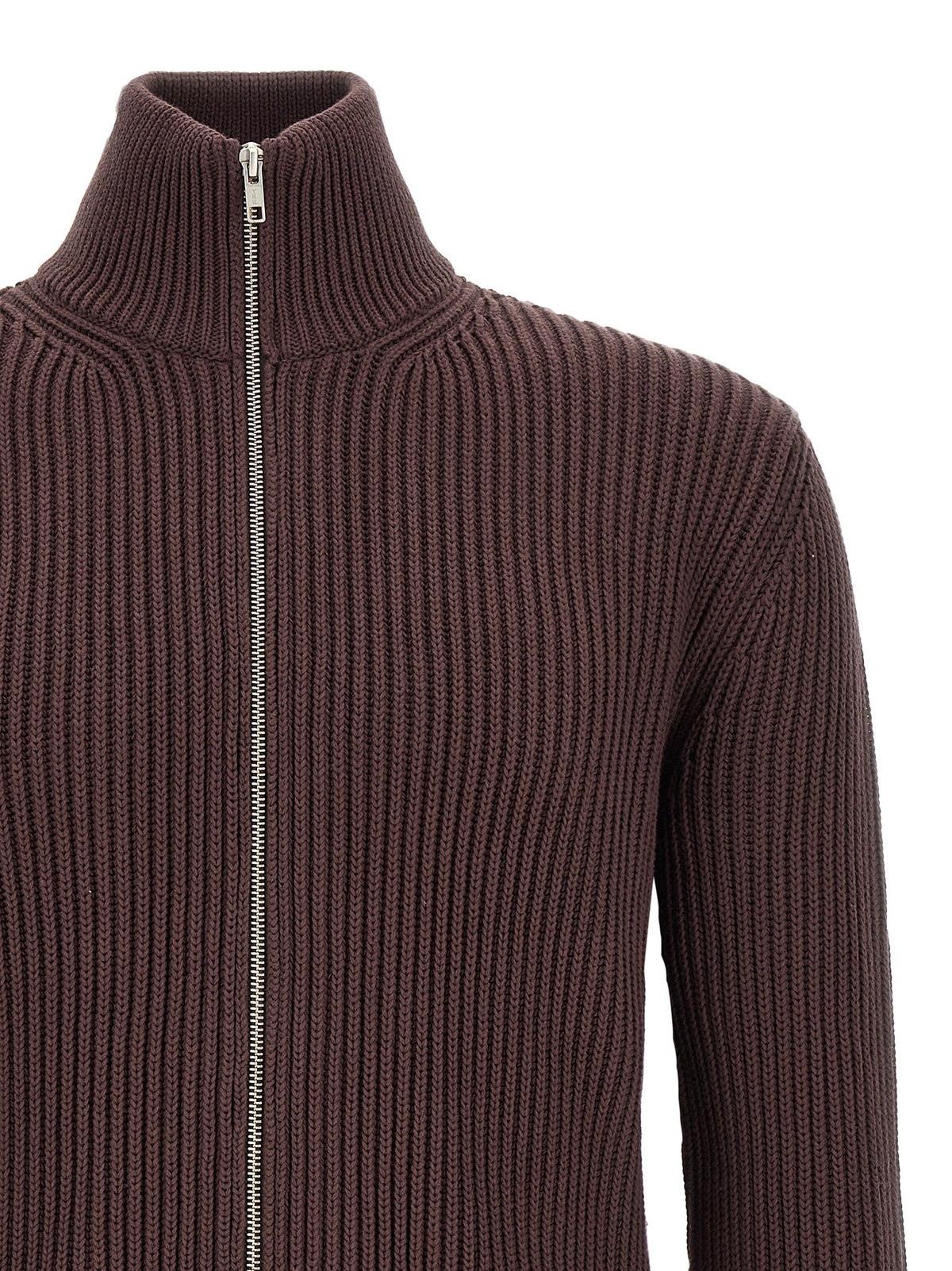 MM6 Maison Margiela Ribbed Cotton Turtleneck Sweater Brown, view 3