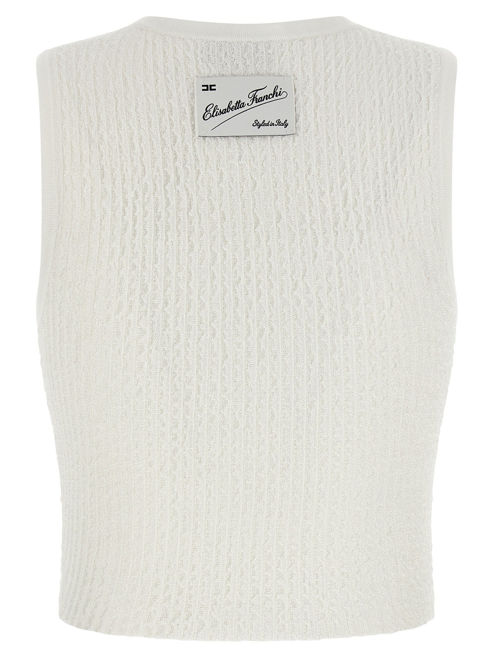 Elisabetta Franchi Ribbed Crop Top White