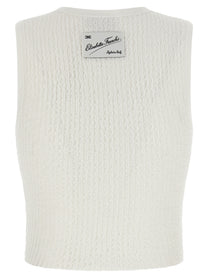 Elisabetta Franchi Ribbed Crop Top White