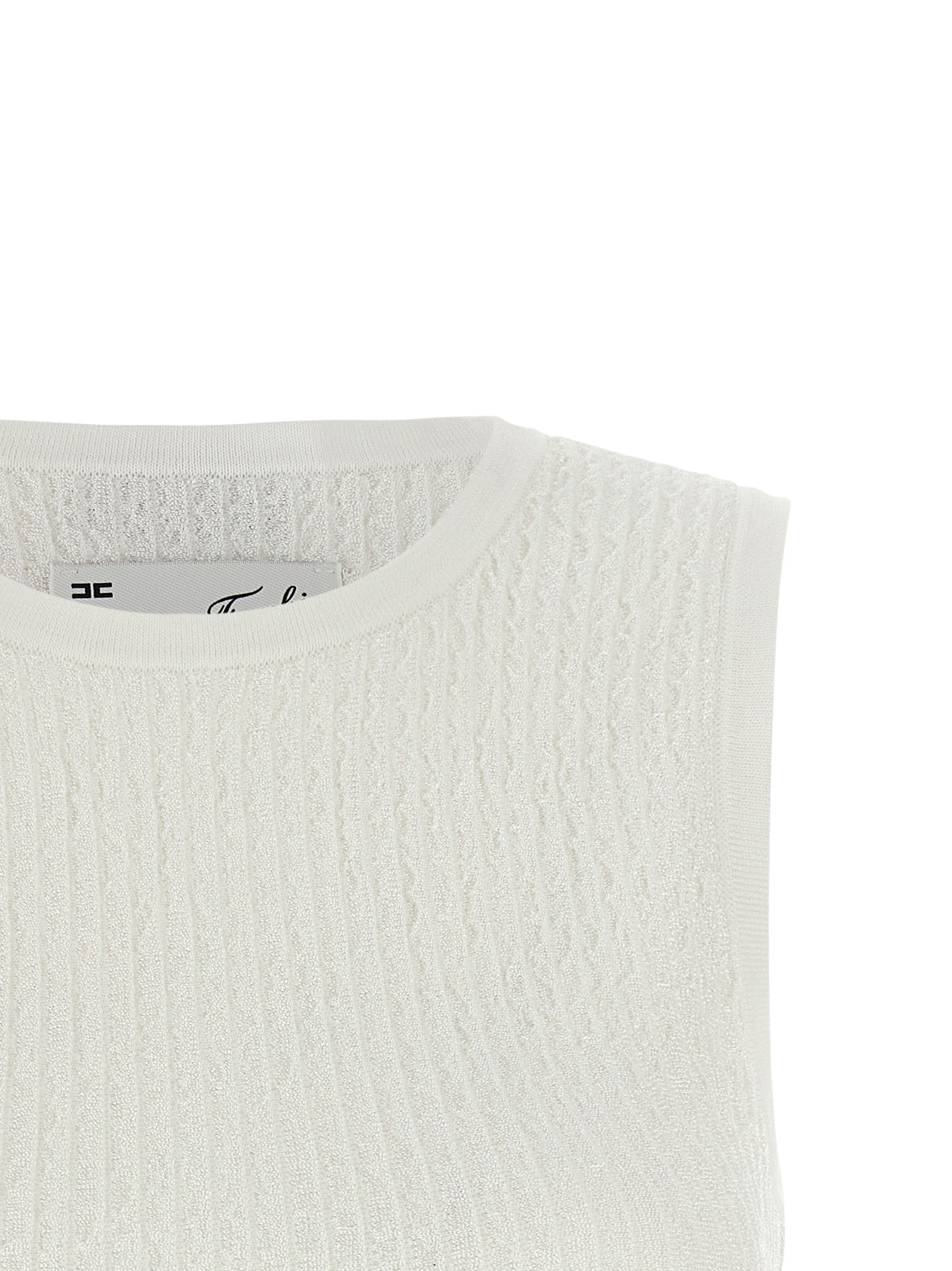 Elisabetta Franchi Ribbed Crop Top White