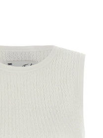 Elisabetta Franchi Ribbed Crop Top White