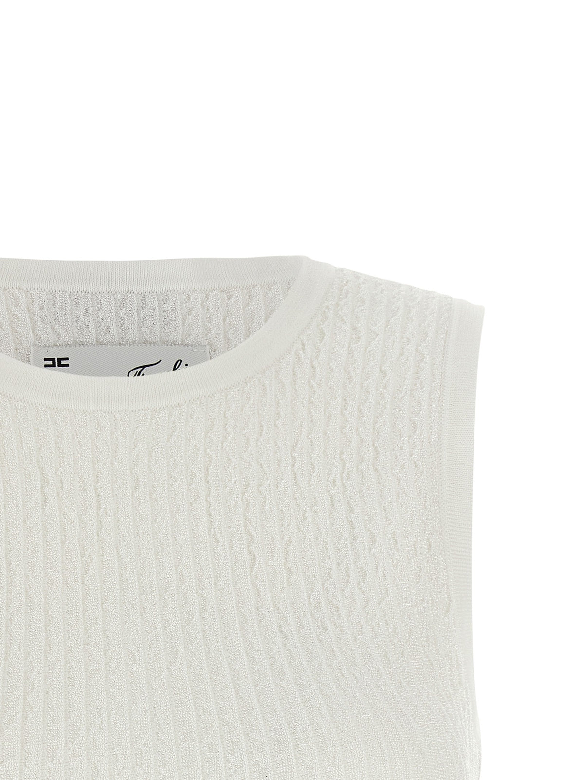 Elisabetta Franchi Ribbed Crop Top White, view 3