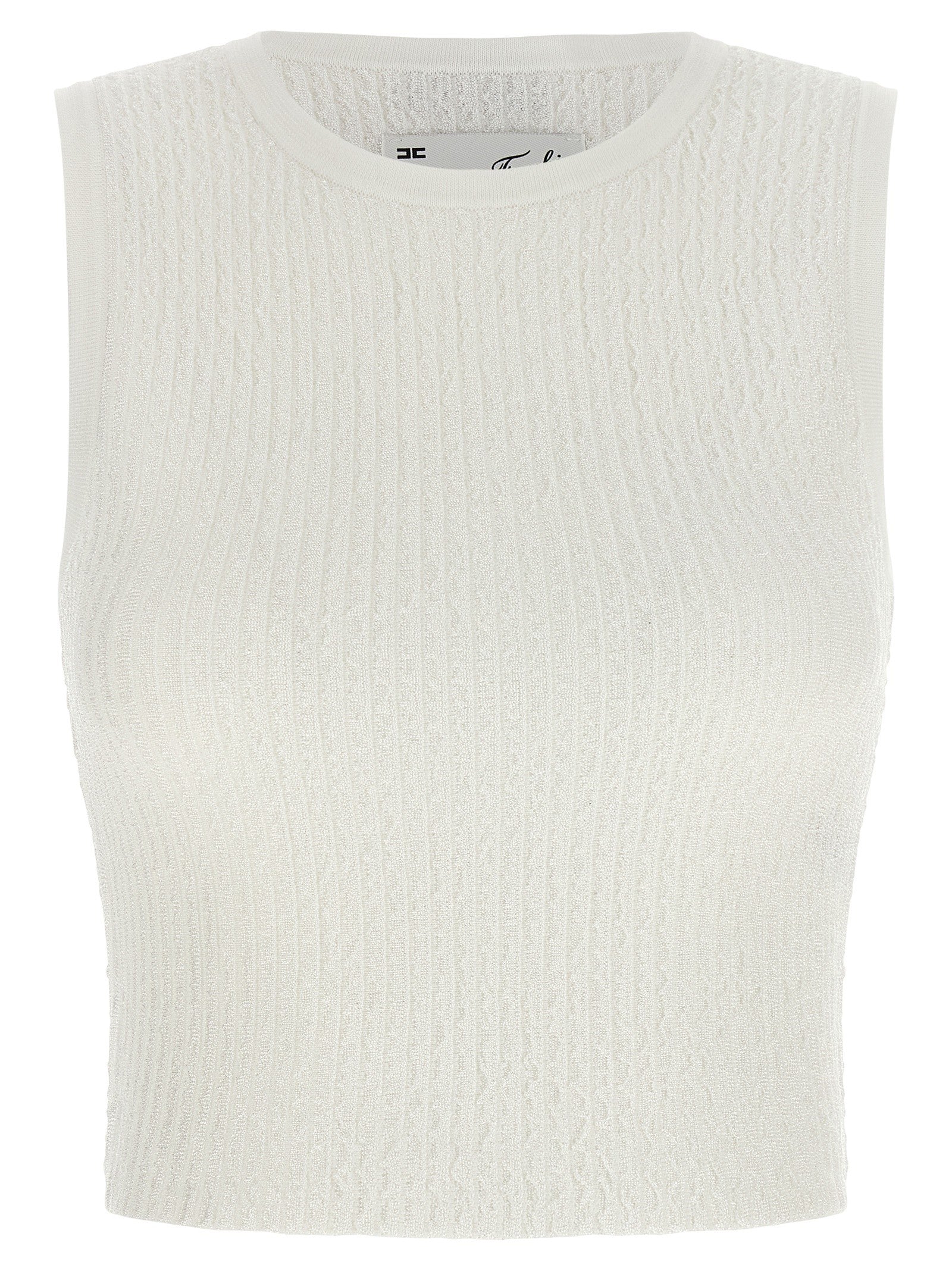 Elisabetta Franchi Ribbed Crop Top White