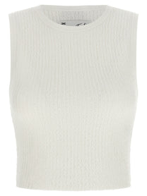 Elisabetta Franchi Ribbed Crop Top White