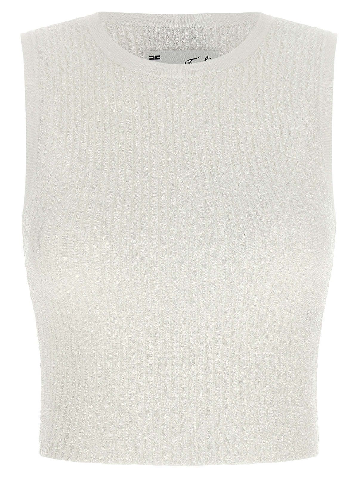 Elisabetta Franchi Ribbed Crop Top White