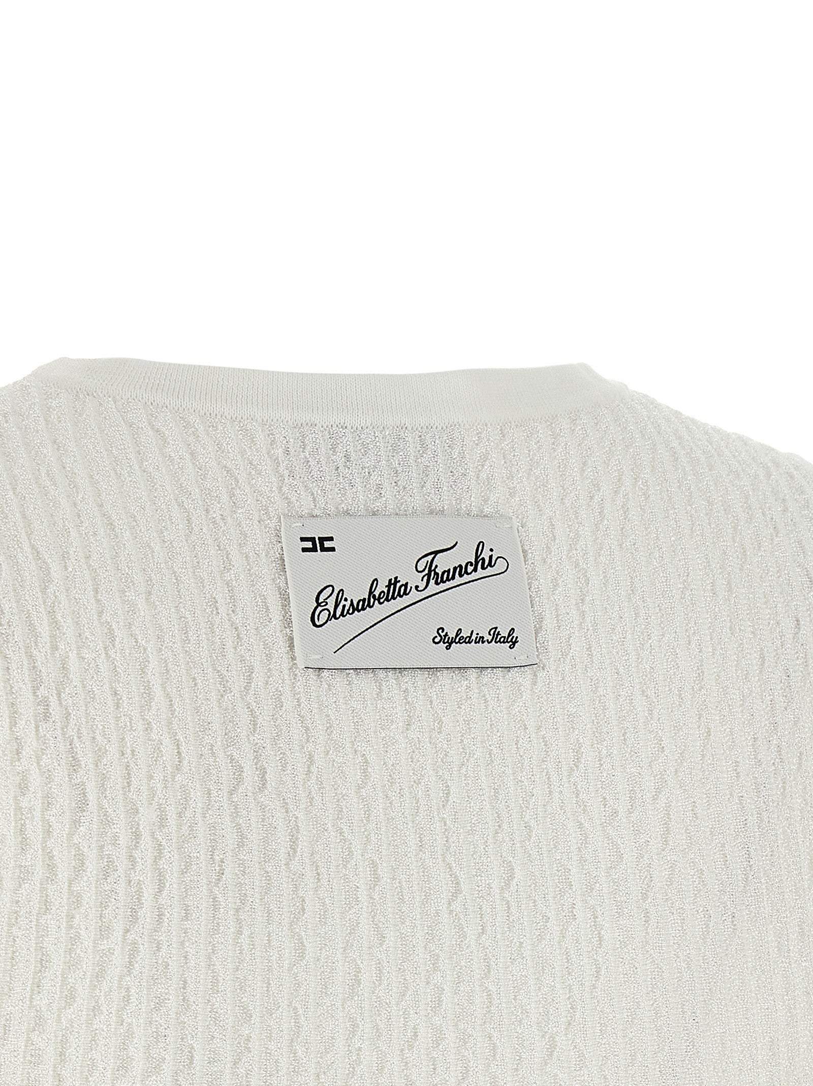 Elisabetta Franchi Ribbed Crop Top White