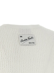 Elisabetta Franchi Ribbed Crop Top White