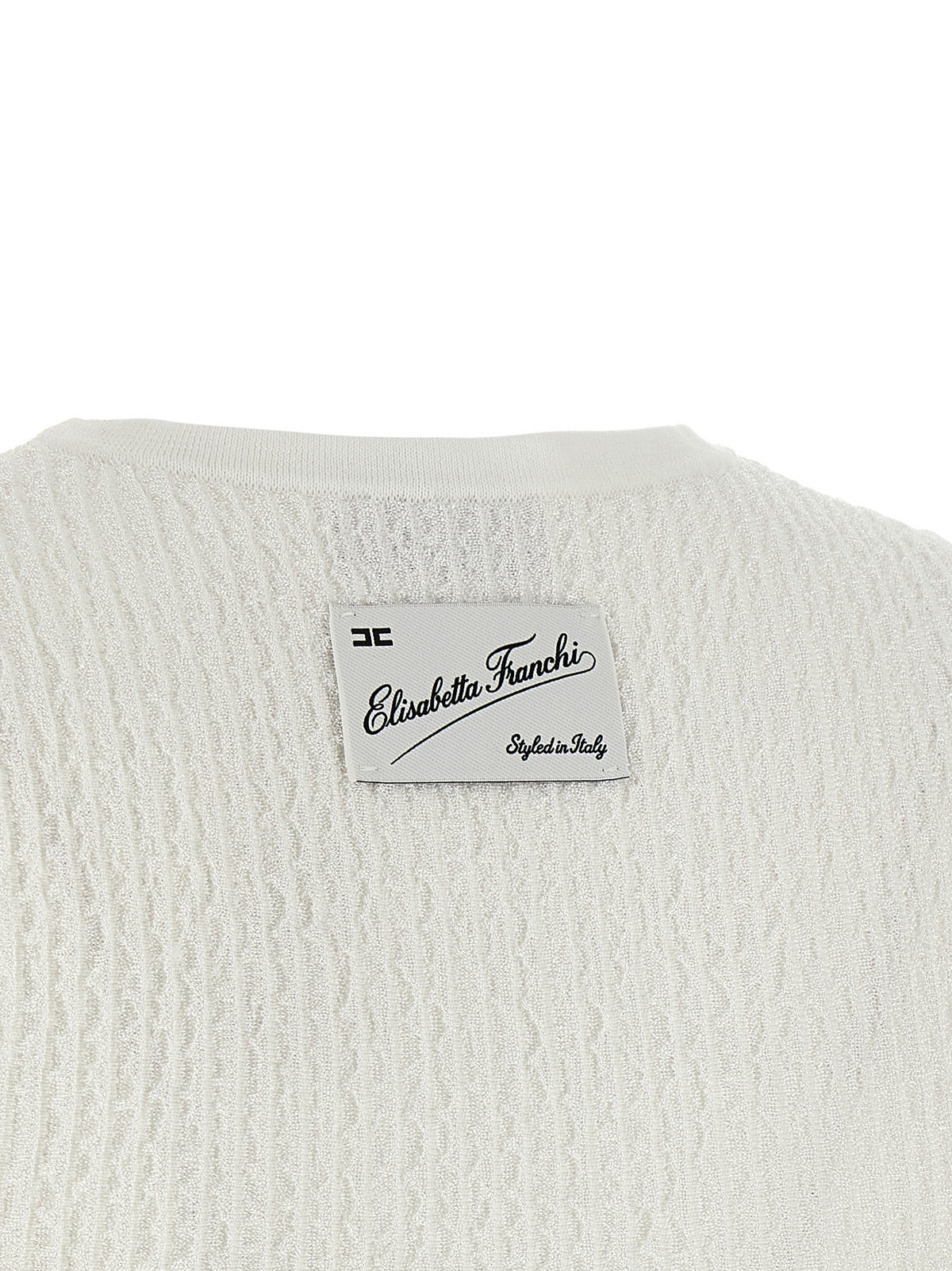 Elisabetta Franchi Ribbed Crop Top White, view 4