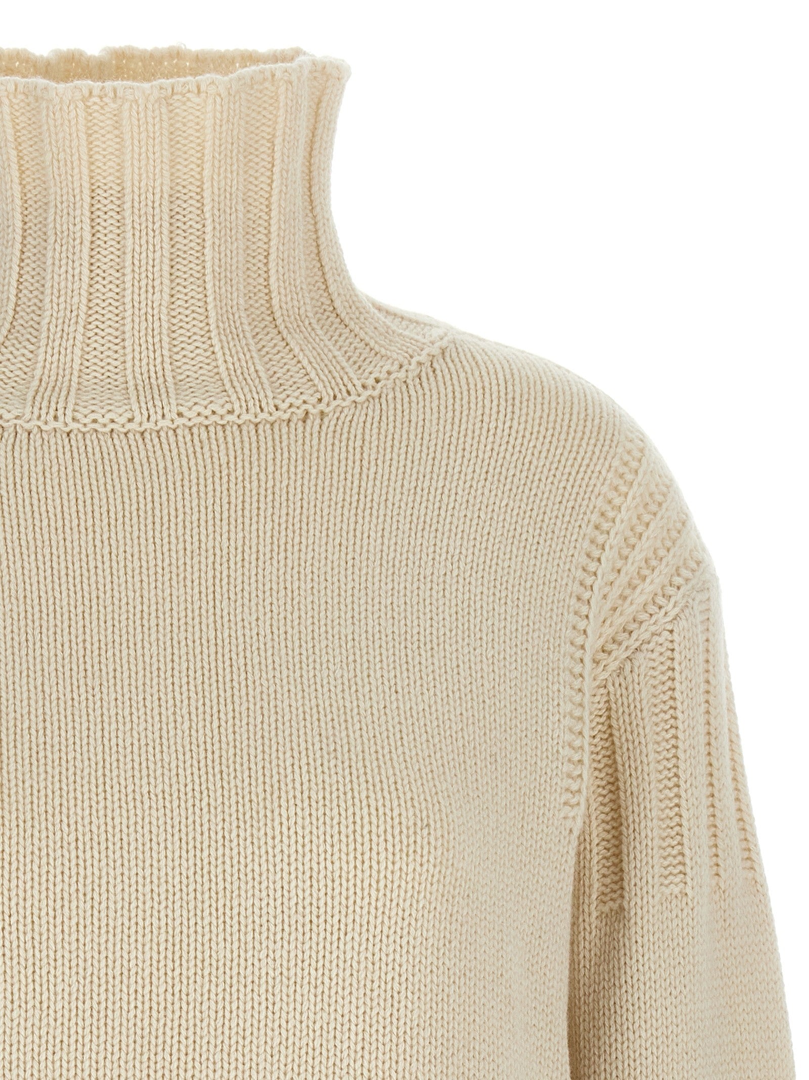 Jil Sander Ribbed Detail Sweater White