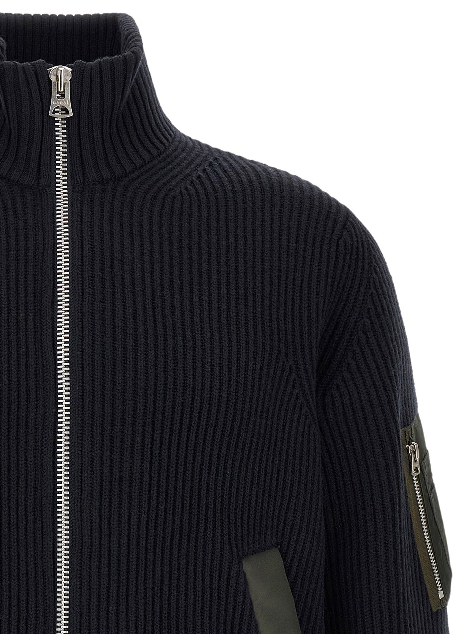 Sacai Ribbed Knit Blouson Blue