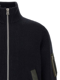 Sacai Ribbed Knit Blouson Blue
