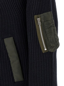 Sacai Ribbed Knit Blouson Blue