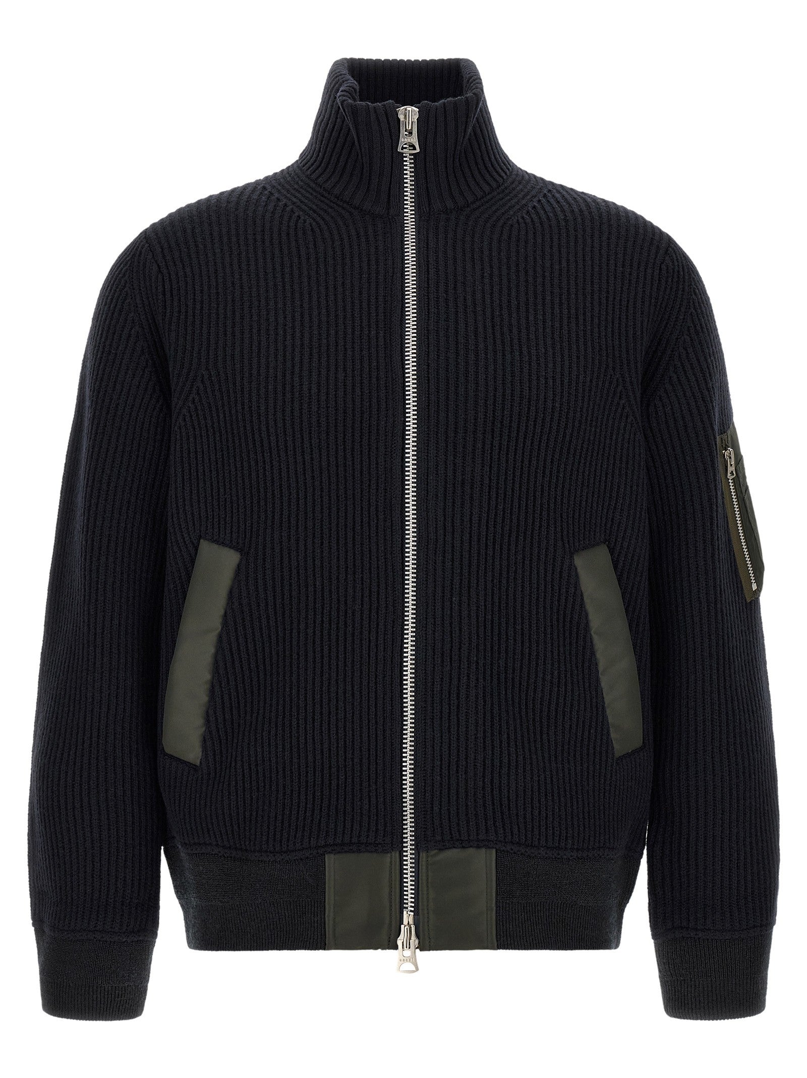 Sacai Ribbed Knit Blouson Blue