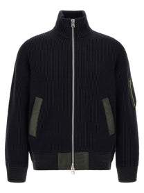 Sacai Ribbed Knit Blouson Blue